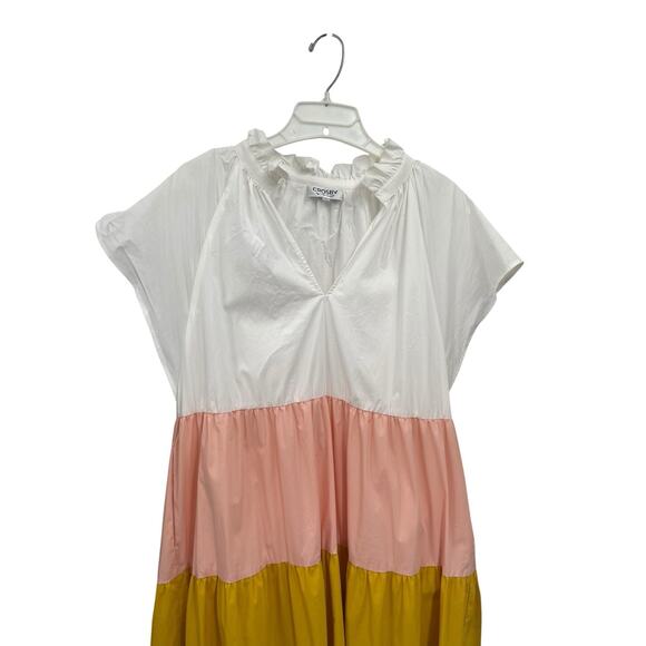 Crosby By Mollie Burch Watts Dress Colorblock Midi Cap Sleeve Size Large - Picture 2 of 11